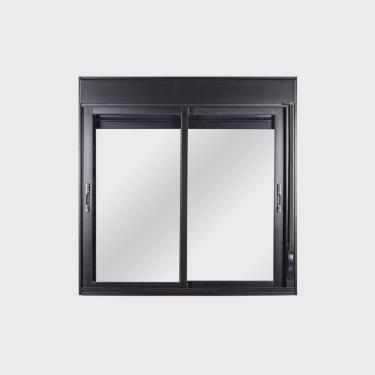 Imagem de Kit com 2 Janelas de Alumínio de Correr Persiana Manual 100x150x12cm 2 Folhas Móveis Vidro Liso