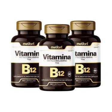 Imagem de Kit 3 Vitamina B12 Metilcobalamina 60 Caps  Melfort