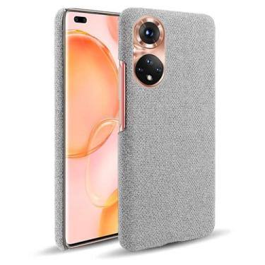 Imagem de Capa para Honor 50 Pro,Capa desenhada em lona,Case Protetora Ultrafina com Empunhadura Macia,Design em Tecido Antichoque e Antiarranhões-Light gray