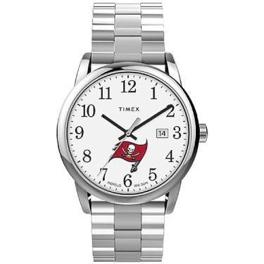 Imagem de Timex Relógio masculino Easy Reader de 38 mm com pulseira de expansão, Tampa Bay Buccaneers, Leitor fácil de 38 mm