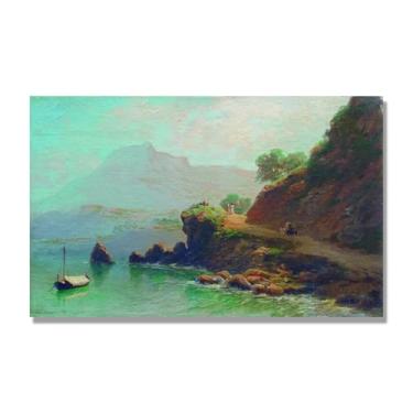 Imagem de Impressões em tela famosas. "Coastal Mountain Road" de Lev Lagorio, reproduções de arte clássicas, decoração de parede moderna para sala de estar escritório. 80x128cm-31x50in sem moldura