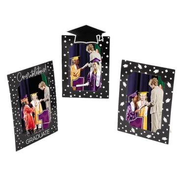 Imagem de Porta-retrato preto e branco de mesa para pós-graduação – 20 cm – 24 cm (conjunto de 3) – Perfeito para festas de formatura, celebrações escolares ou como presentes atenciosos para graduados.