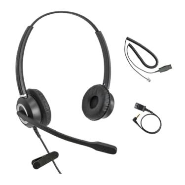 Imagem de Avaya Fone de ouvido HD Voice com adaptador HIS compatível com Avaya 1600, 9600, J100 Series IP, mais adaptador de 3,5 mm para smartphone