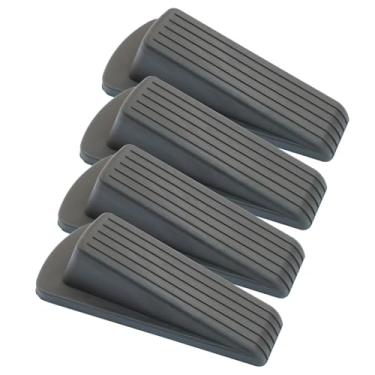 Imagem de Auvotuis 4 batentes de porta, cunha de borracha resistente para carpete, azulejo, pisos de madeira e concreto, protetores de lacuna empilháveis antiderrapantes com proteção de segurança (marrom)