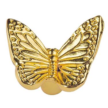 Imagem de HUGOLEM Pacote com 8 puxadores de gaveta em forma de borboleta - Puxadores de gaveta elegantes para armário de cozinha e cômoda de quarto infantil - Puxadores de cômoda dourados modernos e puxadores