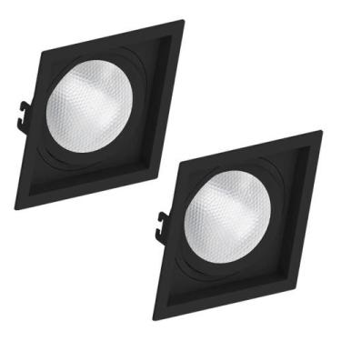 Imagem de 2 Spot Embutir Recuado Par30 E27 Preto Save Energy Quadrado