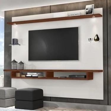 Imagem de Painel Tv Prateleira E Luminaria Leds canela Até 75"