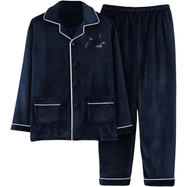 Imagem de Pijama de inverno plus size tamanho de inverno de manga longa grossa pijama quente para mentira de dormir mental de roupas de dormir de pijama, e-01, l