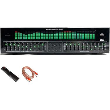 Imagem de 31 Equalizador digital da banda, equalizador gráfico de estéreo de áudio digital com controle remoto e cabo de áudio, redução automática de ruído, analisador de espectros de música LED para