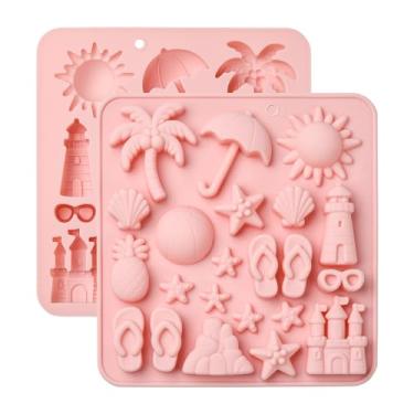 Imagem de UR URLIFEHALL 2 peças de moldes de silicone com tema natalino e estrela-do-mar para bolo, pão, doces, pudim, manteiga, biscoitos, artesanato