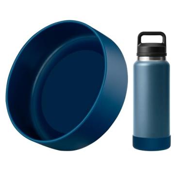 Imagem de Bluwing Capa de silicone para garrafa YETI Rambler 1,020 g, bota protetora de silicone para YETI 1,020 g, manga inferior antiderrapante, livre de BPA (azul marinho)