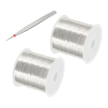 Imagem de PATIKIL 26 medidores/0,4 mm, fio de artesanato de joias, 2 peças de fio de contas de cobre com alicate para fabricação de joias, brincos, pulseiras, acessórios, escultura, jardinagem, prata