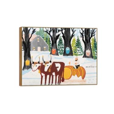 Imagem de Maud Lewis Famosa Pintura-Impressões em Tela Reprodução-Quadro Sala de Estar(Maple Syrup Collecting) 20x25cm-8x10in Moldura de Wooden