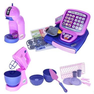 Imagem de Kit Prato Expresso Cafeteira Bolo Brinquedo Menina 28Pç