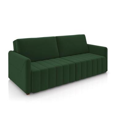 Imagem de Sofá-Cama Decorativo Retrátil Thanos 2 Lugares 220cm Veludo Verde G45 