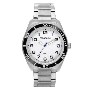 Imagem de Relógio MONDAINE masculino analógico prata branco 32656G0MVNE2