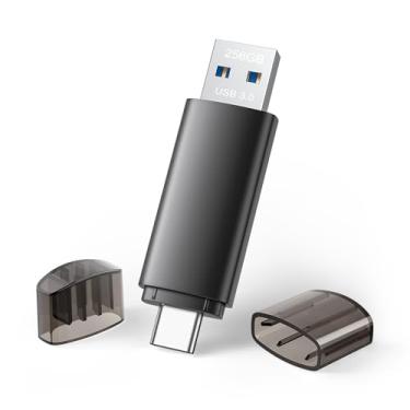 Imagem de JOIOT Flash Drive USB C de 256 GB Dual USB 3.0 Tipo C + USB A Unidade Flash Portátil Tipo-C com orifício para chaveiro, pen drive USB-C 2 em 1 para smartphone, tablet, computador, Mac, iPhone 15,
