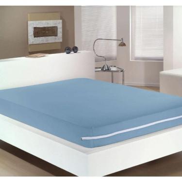 Imagem de Capa Para Colchão Buettner Casal Malha 100% Algodão Com Zíper Azul