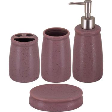 Imagem de Jg Banheiro Cerâmica Rosa 4Pç