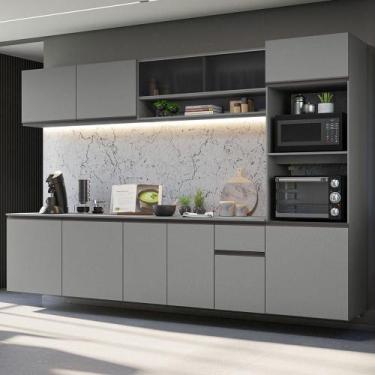 Imagem de Armário de Cozinha Completa 300 cm Suspenso Nice Madesa 04, Cinza