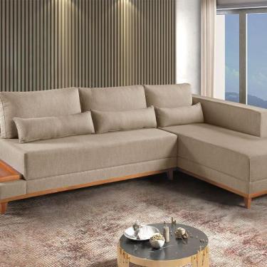 Imagem de Sofá de Canto 4 Lugares com Chaise M-174 2,56m Molas Bonnel Almofadas 