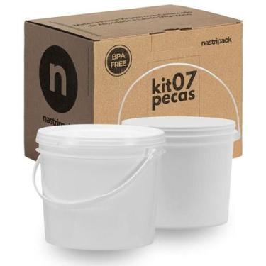 Imagem de Balde Para Alcool Gel 1.8L Branco 7 Pçs - Nastripack