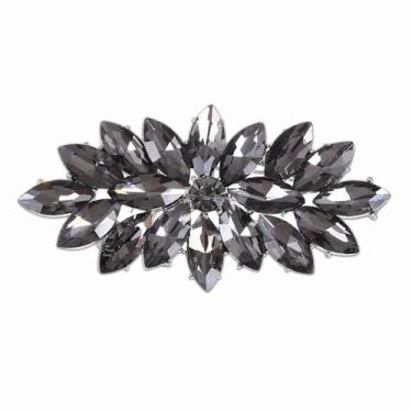 Imagem de PATIKIL Broche de strass marquesa, broches de corpete de strass broche de lapela de flor de cristal para mulheres, terno de casamento, roupas, chapéu, vestido, joias, presente, 7.3x3.5cm, Gema, Sem