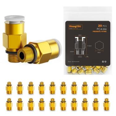 Imagem de Conectores de tubo Hanglife PC4-M6 Filamento de 1,75 mm (x20)
