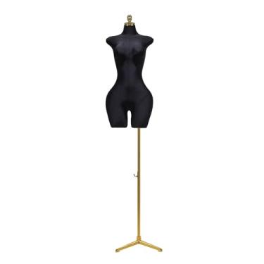 Imagem de Mannequin Torso de manequim com suporte, torso de meio corpo plus size europeu e americano, expositor de loja, destacável(Black)