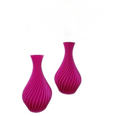 Imagem de Kit 2 Vasos Decorativos em Espiral Impressão decoração sala objetos decoração estante(Rosa Purpura)