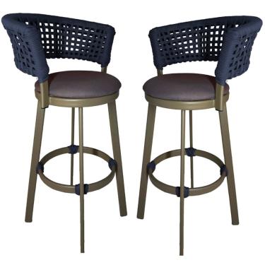 Imagem de Imagem  2 Banqueta Somália em Alumínio e Corda Náutica Jardim