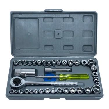 Imagem de Jogo Soquete Kit 40 Peças Chave Catraca Reversível