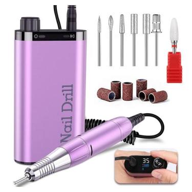 Imagem de Furadeira de unhas elétrica YLKGR 35000RPM recarregável com kit de bro