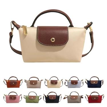 Imagem de Mini bolsa transversal feminina - bolsa de ombro com alça ajustável, bolsa pequena e espaçosa com bolsos com zíper para chaves de carteira de telefone, Off-white