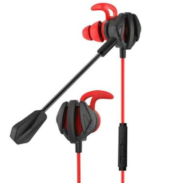 Imagem de iayokocc Fones de ouvido para jogos G6 com fio com microfone duplo, fones de ouvido intra-auriculares para jogos com cancelamento de ruído, fones de ouvido de 3,5 mm para PC, celulares, para chamadas
