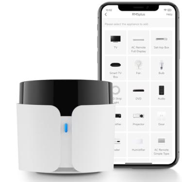 Imagem de Broadlink Controle remoto infravermelho universal RM5plus, controle de voz com Alexa e Google Assistant, controle de casa inteligente Wi-Fi para TV, AC, ventiladores, hub inteligente multifuncional