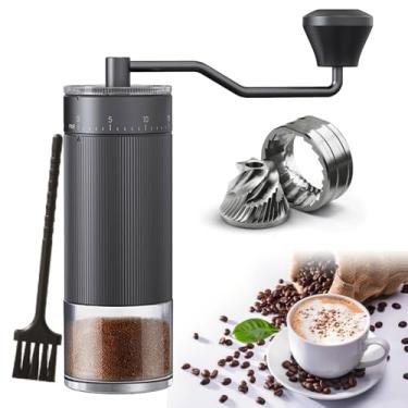 Imagem de Moedor de café manual portátil com rebarba cônica de aço inoxidável CNC, 40 configurações ajustáveis, moedor de grãos de café manual com capacidade de 25 g e manivela para viagem, acampamento