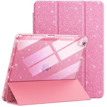 Imagem de JETech Capa Glitter para iPad Air 13 Polegadas M3/M2 (2025/2024) com Porta-Pencil, Case Fina e Fofa para Crianças e Meninas, Concha Traseira Transparente e Brilhante (Rosa)