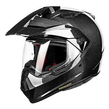 Imagem de ILM Capacete De Aventura Para Motocicleta Snell M2020D Fibra Carbono, Rosto Inteiro, Corrida Carro, Homens E Mulheres, Modelo Esportivo Duplo Off-Road L13 (Fibra Preto, Extra Grande)