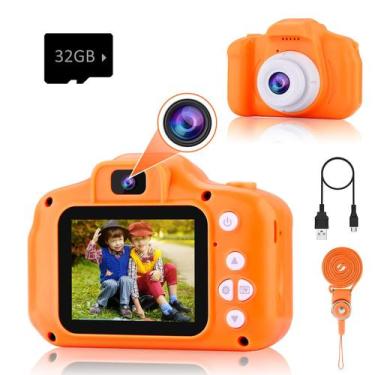 Imagem de Câmera infantil PROGRACE 2023 Dual Selfie 12MP 1080P 32GB Laranja