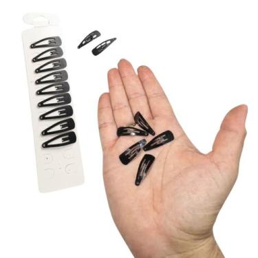 Imagem de Kit 20 Presilhas De Cabelo preta Tic Tac metal pequeno 3cm - Genérica