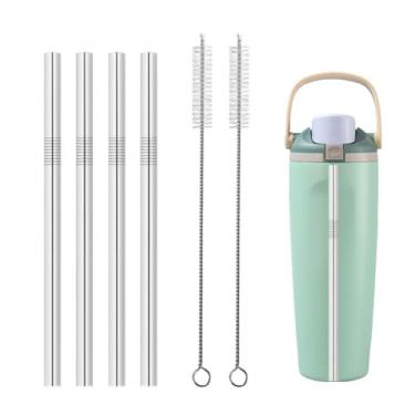 Imagem de Substituição de canudo de metal compatível com garrafa de água Owala FreeSip Sway de 850 g, canudos reutilizáveis de aço inoxidável adequados para garrafas de água Owala