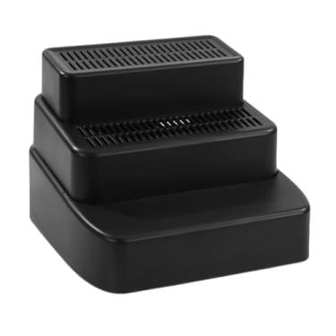 Imagem de Ｂｅｓｇａ Rampa de escada para areia de gato de 3 níveis com grade de filtro, secagem rápida, acessório de fácil limpeza para gatos idosos, versátil e, Preto