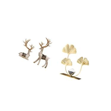 Imagem de IEUDNS Estátuas de Rena Decorativas Modernas, Folhas, Esculturas de Folhas, Ornamentos para Sala de Estar, Quarto, Escritório, Mesa, Estante, Decoração de Ca