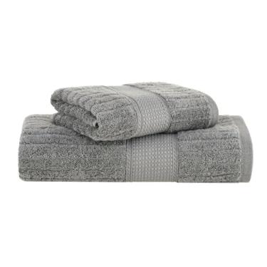 Imagem de Jogo de Toalhas Buddemeyer Fio Penteado Alva Banho Cinza 2 Peças