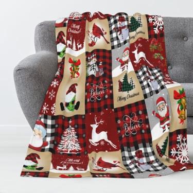 Imagem de Cobertor de Natal de pelúcia de luxo, boneco de neve, floco de neve, veado, árvore de Natal, buffalo, xadrez, cobertor de Natal para sofá, cama, sala de estar, outono, inverno, 203 x 152 cm