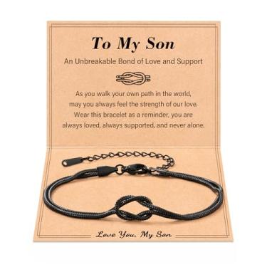 Imagem de Tarsus Pulseira To My Men/Husband/Son com nó de amor, joias de Natal, aniversário, aniversário, dia dos namorados, average, Aço inoxidável, Sem Pedra Preciosa