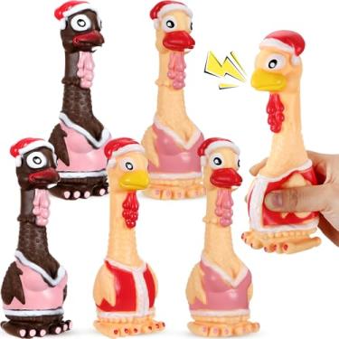 Imagem de Suilung 6 peças de brinquedos de Natal de látex para cães de 18 a 20 cm de borracha macia, brinquedo para mastigar, animal gritando, pato em pé para filhotes, pequeno, médio, animal de estimação