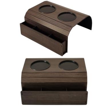 Imagem de Suporte Porta Copos Esteira + Porta Controle de Sofá Kit 2 Peças(TABACO)