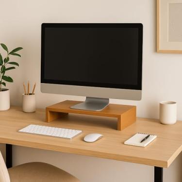 Imagem de Suporte para Monitor em MDF, Base para Mesa, Ergonômico (freijo)